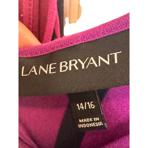 Lane Bryant Size 14/16 Purple Black Striped High-Low Dress - Picture 8 of 11